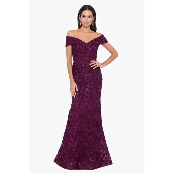 knee length dresses for ladies Lace-Up Back Long Sequin-Lace Prom Dress– PromGirl main image 0